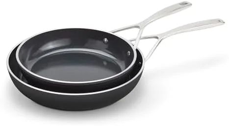 demeyere alupro 5 ceramic 2 pc aluminum nonstick fry pan set 95 and 11 ceramic nonstick coating lightweight construction compatible with all cooking surfaces